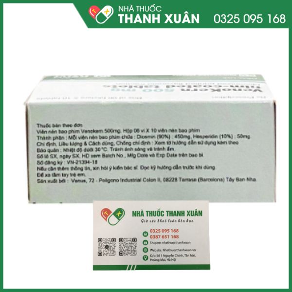 VenoKern 500mg film-coated tablets điều trị trĩ